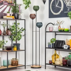 Lampes À Boules-hofstein Koyoto Lampadaire Bois clair, Noir, 3 lumières