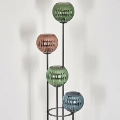 hofstein Koyoto Lampadaire Bois foncé, Noir, 4 lumières