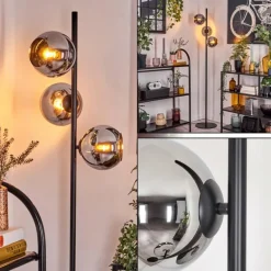 hofstein Koyoto Lampadaire Chrome, Fumé, 3 lumières