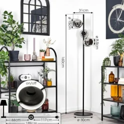 hofstein Koyoto Lampadaire Chrome, Fumé, 3 lumières