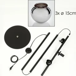 hofstein Koyoto Lampadaire Chrome, Fumé, 3 lumières