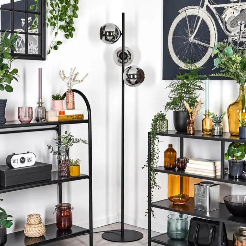 hofstein Koyoto Lampadaire Chrome, Fumé, 3 lumières