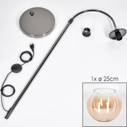 hofstein Koyoto Lampadaire Chrome, Noir, 1 lumière