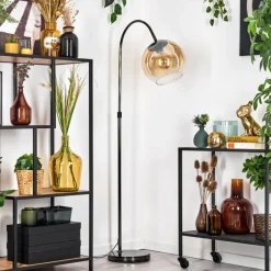 hofstein Koyoto Lampadaire Chrome, Noir, 1 lumière