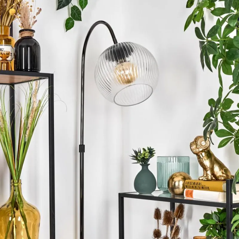 hofstein Koyoto Lampadaire Chrome, Noir, 1 lumière