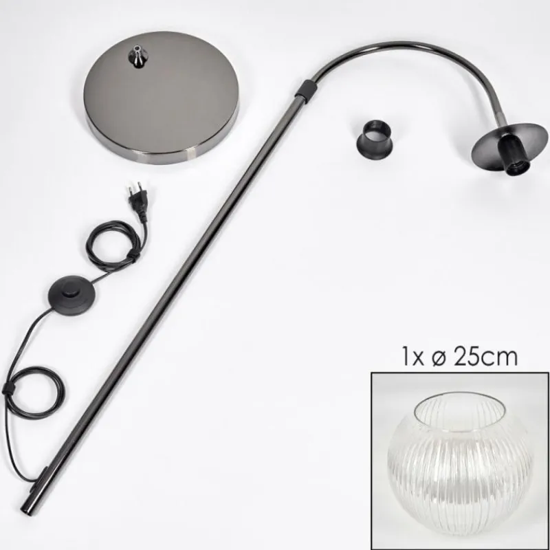 hofstein Koyoto Lampadaire Chrome, Noir, 1 lumière