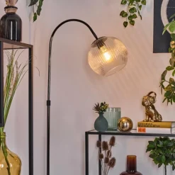 hofstein Koyoto Lampadaire Chrome, Noir, 1 lumière