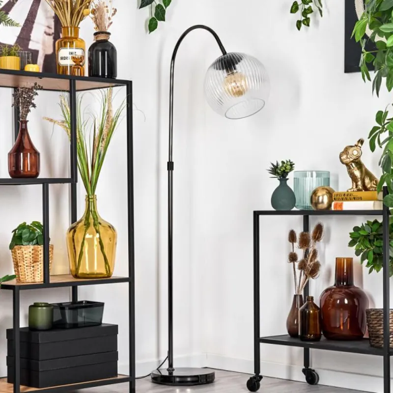 hofstein Koyoto Lampadaire Chrome, Noir, 1 lumière