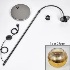 Lampes Dorées-hofstein Koyoto Lampadaire Chrome, Noir, 1 lumière