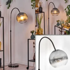 Suspension Verre Fumé-hofstein Koyoto Lampadaire Chrome, Noir, 1 lumière