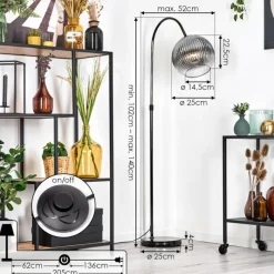 Suspension Verre Fumé-hofstein Koyoto Lampadaire Chrome, Noir, 1 lumière