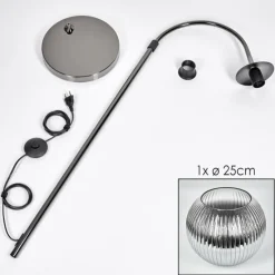 Suspension Verre Fumé-hofstein Koyoto Lampadaire Chrome, Noir, 1 lumière