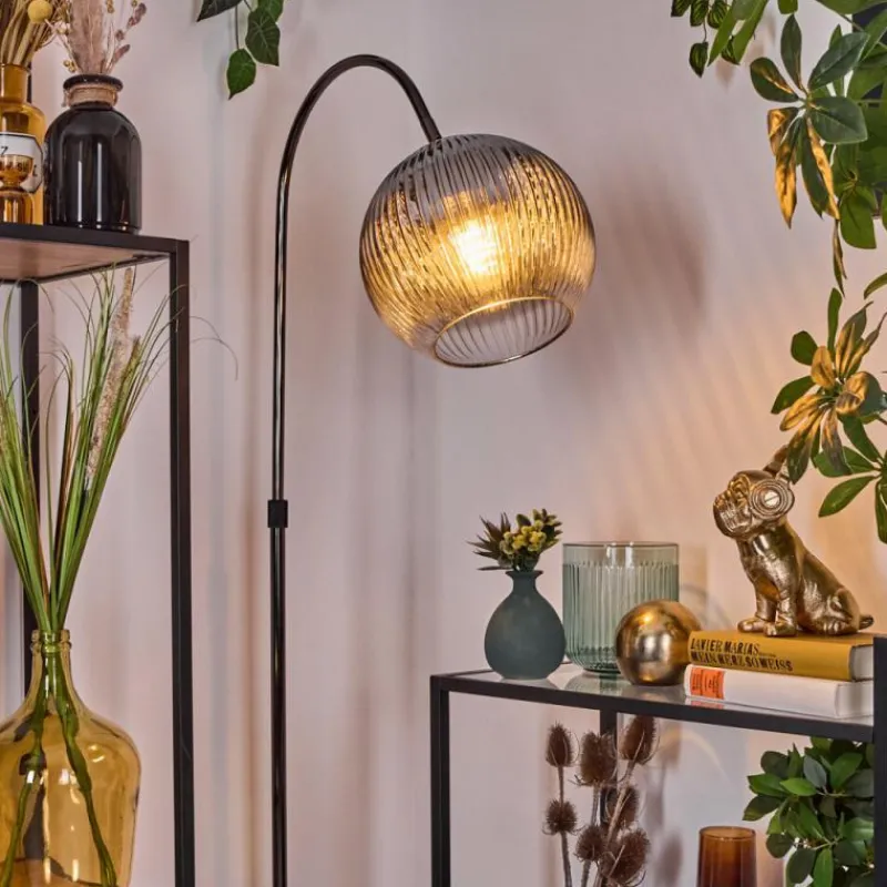 Suspension Verre Fumé-hofstein Koyoto Lampadaire Chrome, Noir, 1 lumière