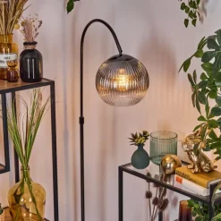 Suspension Verre Fumé-hofstein Koyoto Lampadaire Chrome, Noir, 1 lumière