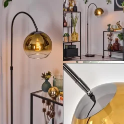 hofstein Koyoto Lampadaire Chrome, Noir, 1 lumière