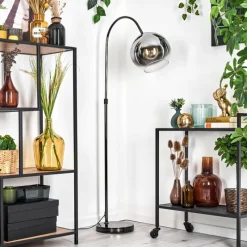 hofstein Koyoto Lampadaire Chrome, Noir, 1 lumière