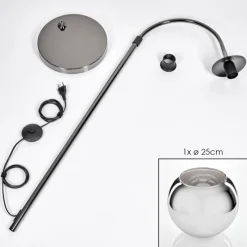 hofstein Koyoto Lampadaire Chrome, Noir, 1 lumière