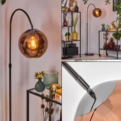 hofstein Koyoto Lampadaire Chrome, Noir, 1 lumière