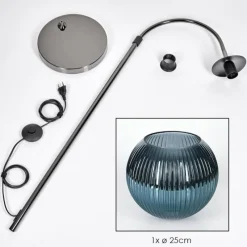 Lampes À Boules-hofstein Koyoto Lampadaire Chrome, Noir, 1 lumière