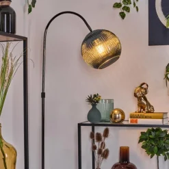 Lampes À Boules-hofstein Koyoto Lampadaire Chrome, Noir, 1 lumière