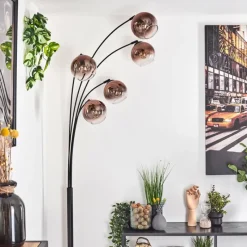 hofstein Koyoto Lampadaire Clair, Cuivré, 5 lumières