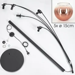 hofstein Koyoto Lampadaire Clair, Cuivré, 5 lumières