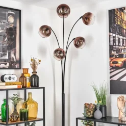 hofstein Koyoto Lampadaire Clair, Cuivré, 5 lumières