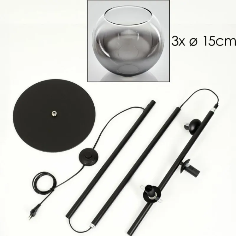 hofstein Koyoto Lampadaire Clair, Fumé, 3 lumières