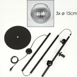 hofstein Koyoto Lampadaire Clair, Fumé, 3 lumières