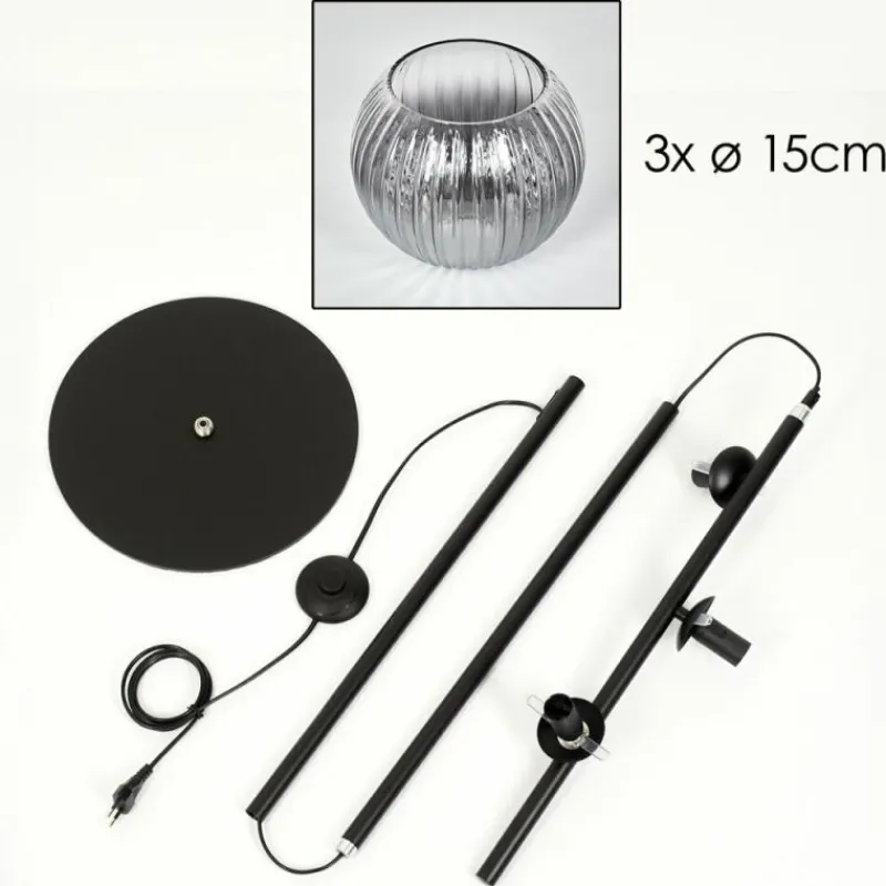 hofstein Koyoto Lampadaire Clair, Fumé, 3 lumières
