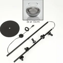 Suspension Verre Fumé-hofstein Koyoto Lampadaire Clair, Fumé, 5 lumières