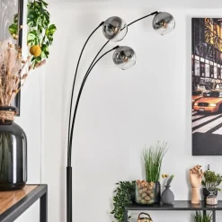 hofstein Koyoto Lampadaire Noir, 3 lumières