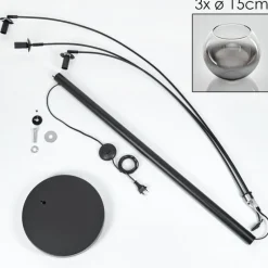 hofstein Koyoto Lampadaire Noir, 3 lumières