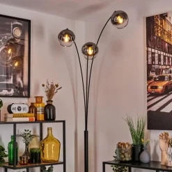 hofstein Koyoto Lampadaire Noir, 3 lumières