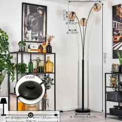 hofstein Koyoto Lampadaire Noir, 3 lumières