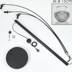 hofstein Koyoto Lampadaire Noir, 3 lumières