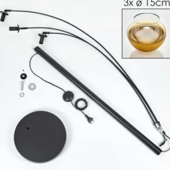 hofstein Koyoto Lampadaire Noir, 3 lumières