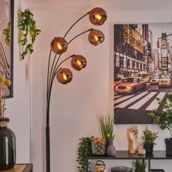 hofstein Koyoto Lampadaire Noir, 5 lumières