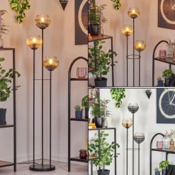 Suspension Verre Fumé-hofstein Koyoto Lampadaire Noir, 3 lumières