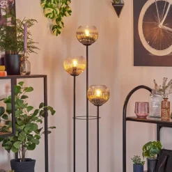 Suspension Verre Fumé-hofstein Koyoto Lampadaire Noir, 3 lumières