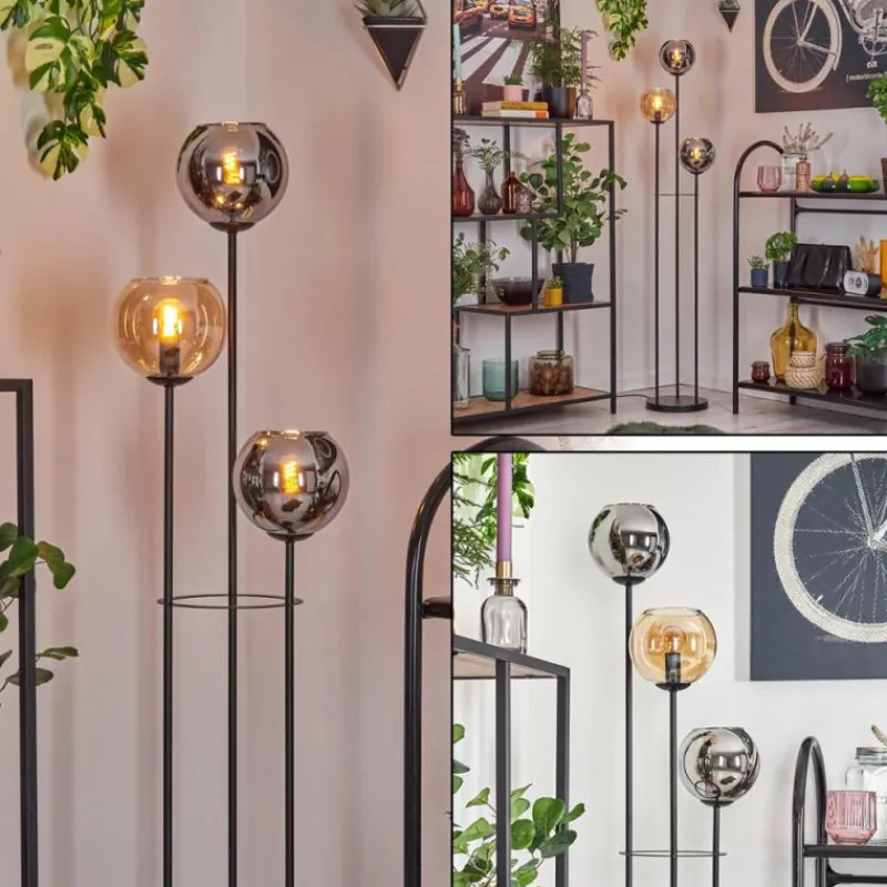 hofstein Koyoto Lampadaire Noir, 3 lumières