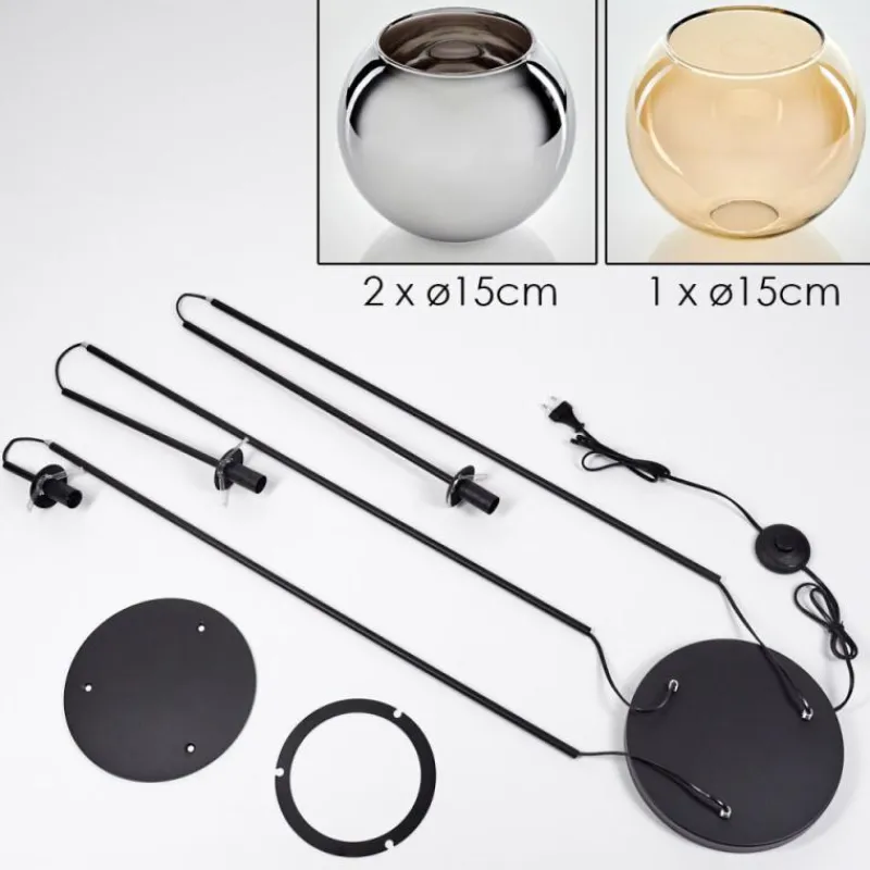 hofstein Koyoto Lampadaire Noir, 3 lumières