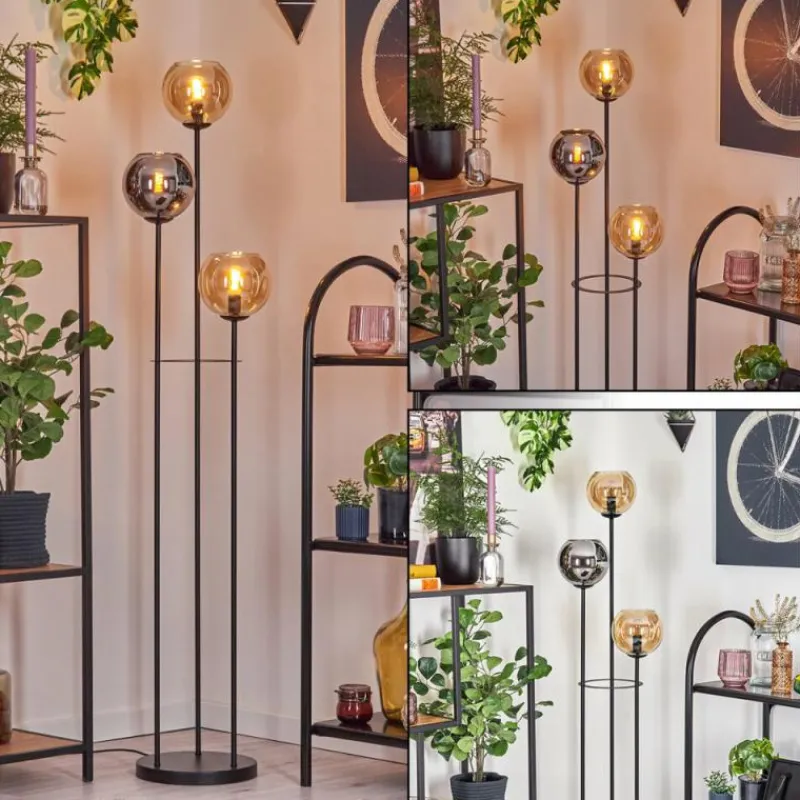 hofstein Koyoto Lampadaire Noir, 3 lumières