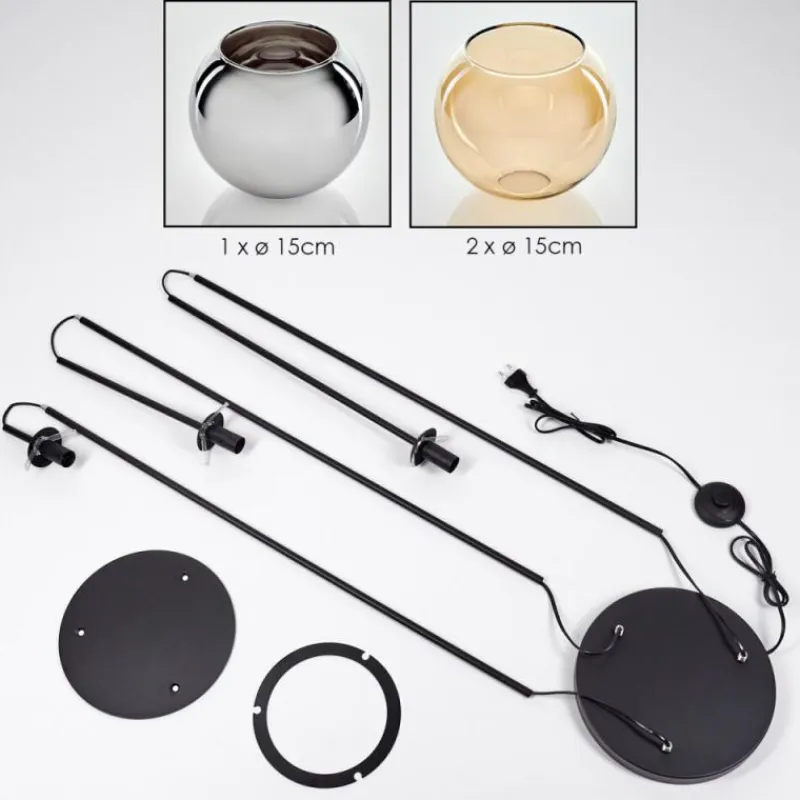 hofstein Koyoto Lampadaire Noir, 3 lumières