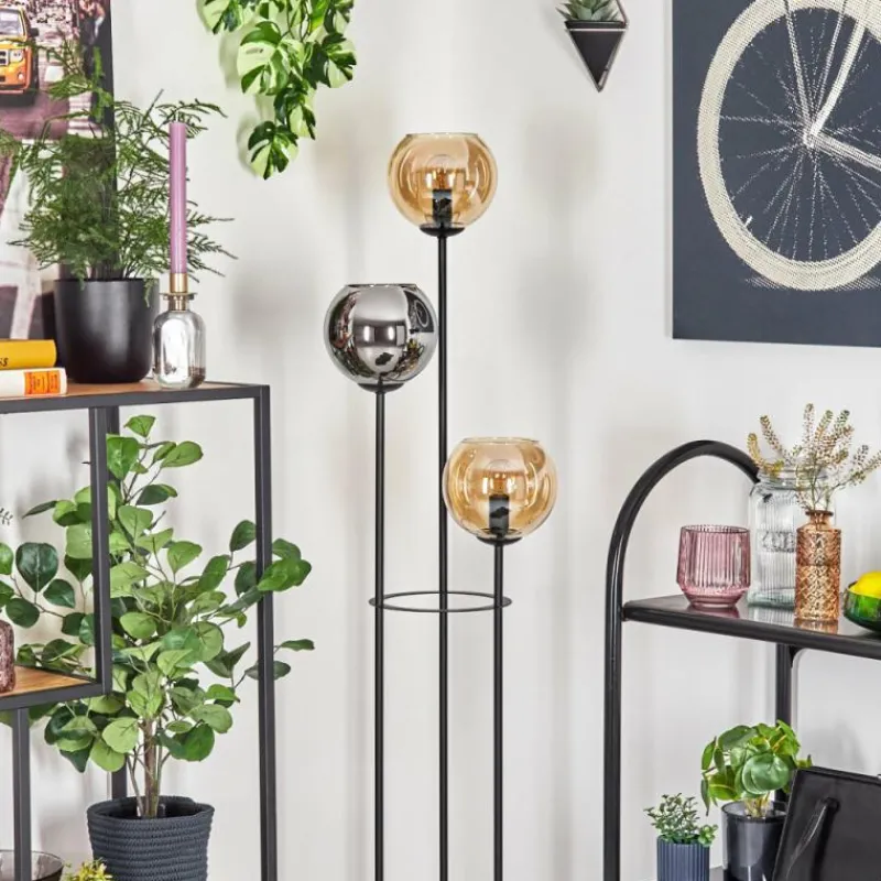 hofstein Koyoto Lampadaire Noir, 3 lumières