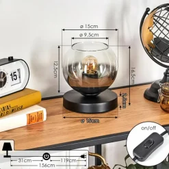 hofstein Koyoto Lampe à poser 15 cm Clair, Fumé, 1 lumière