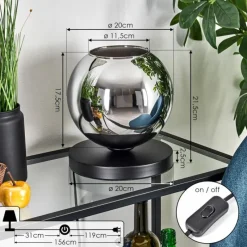 hofstein Koyoto Lampe à poser 20 cm Chrome, 1 lumière