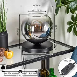 hofstein Koyoto Lampe à poser 20 cm Chrome, Clair, 1 lumière