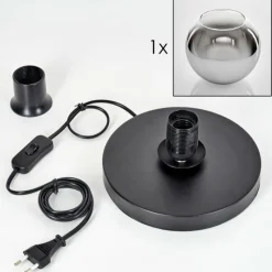 hofstein Koyoto Lampe à poser 20 cm Chrome, Clair, 1 lumière