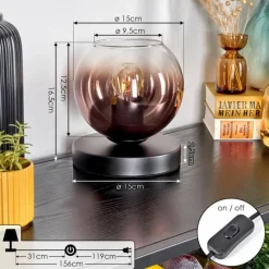 hofstein Koyoto Lampe à poser 15 cm Clair, Cuivré, 1 lumière